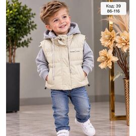 Фотография Жилетка детская на мальчика 39 beige р.86-116 "Delfinka" недорого оптом от прямого поставщика