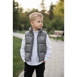 Фотография Жилетка детская на мальчика 600 grey р.122-146 "Delfinka" недорого оптом от прямого поставщика