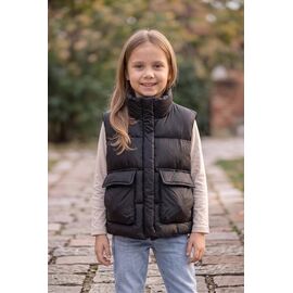 Фотография Жилетка детская на девочку 8131 black р.98-122 "Delfinka" недорого оптом от прямого поставщика