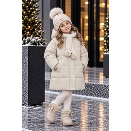 Фотография Курка детская зимняя на девочку 8807 l.beige р.104-128 "Delfinka" недорого оптом от прямого поставщика