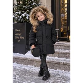 Фотография Курка детская зимняя на девочку 90 black р.92-116 "Delfinka" недорого оптом от прямого поставщика
