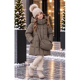 Фотография Курка детская зимняя на девочку 907 d.beige р.116-140 "Delfinka" недорого оптом от прямого поставщика