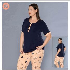 Фотография Пижама лёгкая женская 7163 navy р.2XL-4XL "Trikotag" недорого оптом от прямого поставщика
