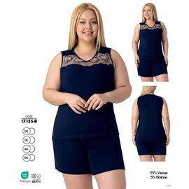 Фотография Пижама лёгкая женская 17155B navy р.2XL-5XL "Trikotag" недорого оптом от прямого поставщика