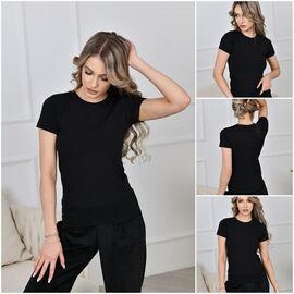 Фотография Футболка женская 3046 black р.S-2XL "Trikotag" недорого оптом от прямого поставщика