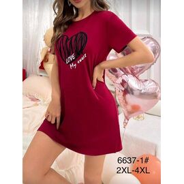 Фотография Ночнушка женская 6637-1 red р.2XL-4XL "Anion" недорого оптом от прямого поставщика