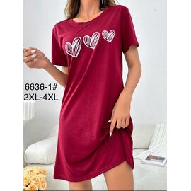Фотография Ночнушка женская 6636-1 red р.2XL-4XL "Anion" недорого оптом от прямого поставщика