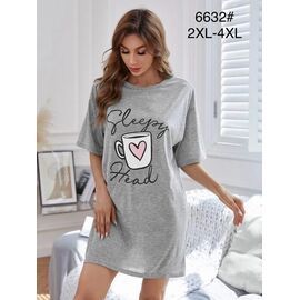 Фотография Ночнушка женская 6632 grey р.2XL-4XL "Anion" недорого оптом от прямого поставщика