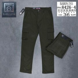 Штани чоловічі утеплені 8426-4 khaki р.32-42 "Baron Jeans" недорого оптом від прямого постачальника