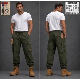 Штани чоловічі утеплені 7503-3 khaki р.32-40 "Baron Jeans" недорого оптом від прямого постачальника
