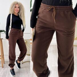 Фотография Штаны спортивные женские тёплые 9056 brown р.42-52 "LINDA" недорого оптом от прямого поставщика