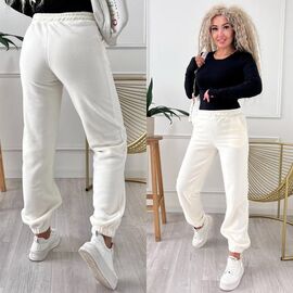 Фотография Штаны спортивные женские тёплые 9056 white р.42-52 "LINDA" недорого оптом от прямого поставщика