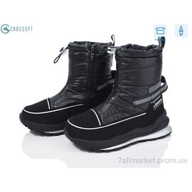 Дутики дитячі утеплені Зима TJ1013P-1 black (8 пар р.32-37) "CROSSOPT" недорого оптом від прямого постачальника