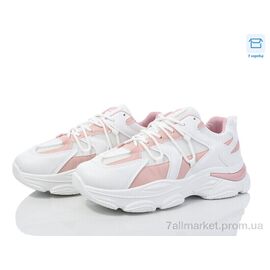 Фотография Кроссовки женские модные Весна/осень M1 white-pink (8 пар р.37-41) "Синдикат взуття" недорого оптом от прямого поставщика