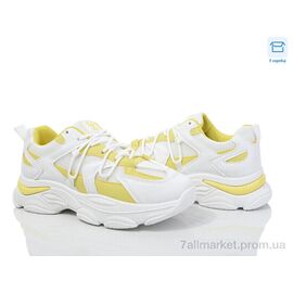 Фотография Кроссовки женские модные Весна/осень M1 white-yellow (8 пар р.37-41) "Синдикат взуття" недорого оптом от прямого поставщика
