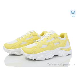 Фотография Кроссовки женские модные Весна/осень M3 white-yellow (8 пар р.37-41) "Синдикат взуття" недорого оптом от прямого поставщика