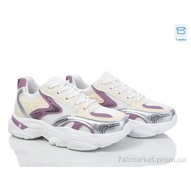 Фотография Кроссовки женские модные Весна/осень M4 white-purple (8 пар р.37-41) "Синдикат взуття" недорого оптом от прямого поставщика