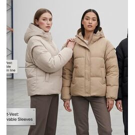 Куртка жіноча зимова K066 d.beige р.M-2XL "FLORA" недорого оптом від прямого постачальника