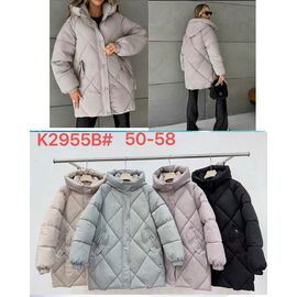 Куртка жіноча зимова K2955B grey р.50-58 "FLORA" недорого оптом від прямого постачальника