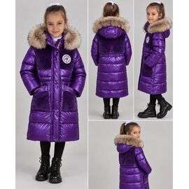 Фотография Курка детская зимняя на девочку MK276 purple р.122-140 "MirWear kids" недорого оптом от прямого поставщика