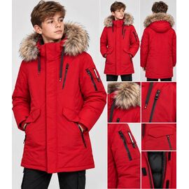 Фотография Курка детская зимняя на мальчика 720-1 red р.140-164 "MirWear kids" недорого оптом от прямого поставщика