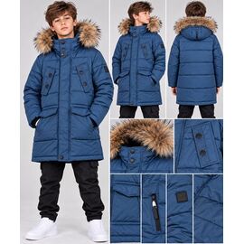 Фотография Курка детская зимняя на мальчика 3591 blue р.140-164 "MirWear kids" недорого оптом от прямого поставщика