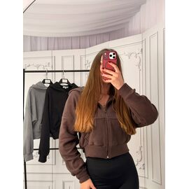 Кофта спортивна жіноча тепла 4301 brown р.42-52 "BONJOUR" недорого оптом від прямого постачальника