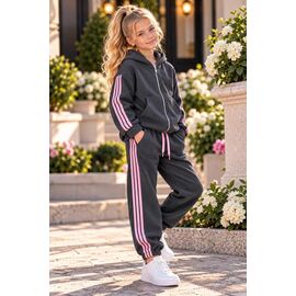 Фотография Костюм детский спортивный тёплый на девочку 1083 d.grey-pink р.122-152 "Marimaks" недорого оптом от прямого поставщика