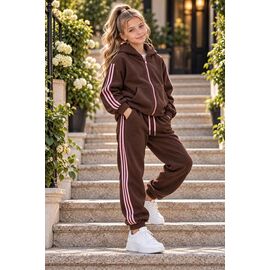 Фотография Костюм детский спортивный тёплый на девочку 1083 brown-pink р.122-152 "Marimaks" недорого оптом от прямого поставщика