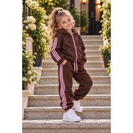 Фотография Костюм детский спортивный тёплый на девочку 1084 brown-pink р.92-116 "Marimaks" недорого оптом от прямого поставщика