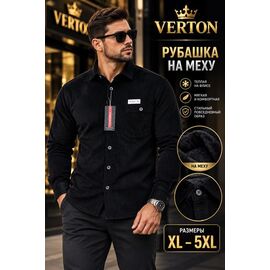 Сорочка чоловіча тепла VR109 black р.XL-5XL "Verton" недорого оптом від прямого постачальника
