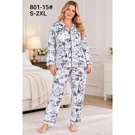Піжама тепла жіноча 801-15 white-black р.50-58 "Anion" недорого оптом від прямого постачальника