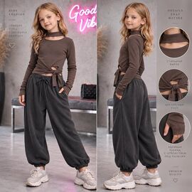 Фотография Штаны детские спортивные на девочку KR1010 grey р.32-42 "Karolina" недорого оптом от прямого поставщика