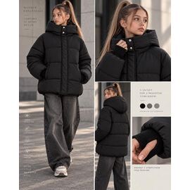 Фотография Курка детская зимняя на девочку KR955 black р.32-42 "Karolina" недорого оптом от прямого поставщика