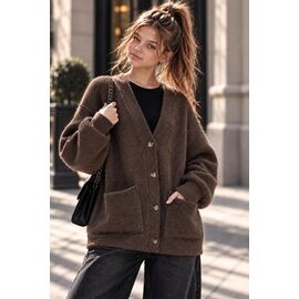 Фотография Кардиган детский тёплый на девочку KR987 brown р.32-42 "Karolina" недорого оптом от прямого поставщика