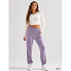 Фотография Штаны спортивные женские тёплые M819 lilac р.44-58 "DORA" недорого оптом от прямого поставщика
