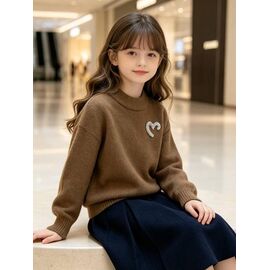 Фотография Свитер детский на девочку 907 brown р.110-150 "Yalisi" недорого оптом от прямого поставщика