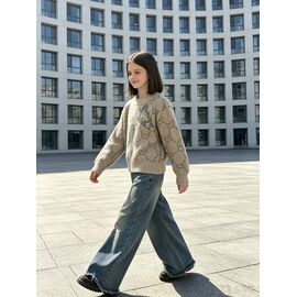Фотография Свитер детский на девочку 339 beige р.110-150 "Yalisi" недорого оптом от прямого поставщика
