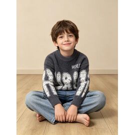 Фотография Свитер детский на мальчика 379 grey р.110-150 "Yalisi" недорого оптом от прямого поставщика