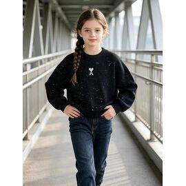 Фотография Свитер детский на девочку 12804UT black р.120-170 "Yalisi" недорого оптом от прямого поставщика