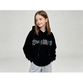 Фотография Худи детский на девочку 5915 black р.120-170 "Yalisi" недорого оптом от прямого поставщика