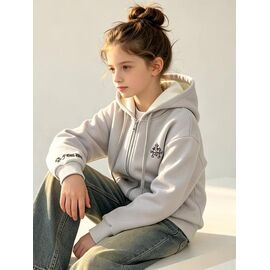 Фотография Кофта детская спортивная тёплая на девочку 5931 grey р.120-170 "Yalisi" недорого оптом от прямого поставщика