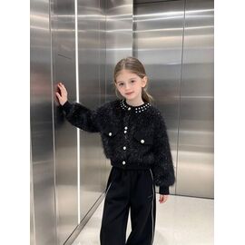 Фотография Кофта детская тёплая на девочку 936 black р.90-130 "Yalisi" недорого оптом от прямого поставщика
