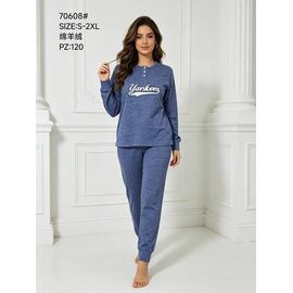 Фотография Пижама тёплая женская 70608 blue р.S-2XL "Estima" недорого оптом от прямого поставщика