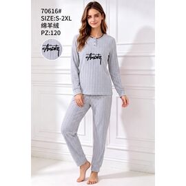Фотография Пижама тёплая женская 70616 l.grey р.S-2XL "Estima" недорого оптом от прямого поставщика