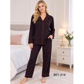 Фотография Пижама тёплая женская 801-21 black-red р.S-2XL "Estima" недорого оптом от прямого поставщика