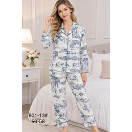 Піжама тепла жіноча 801-13 white-blue р.S-2XL "Estima" недорого оптом від прямого постачальника
