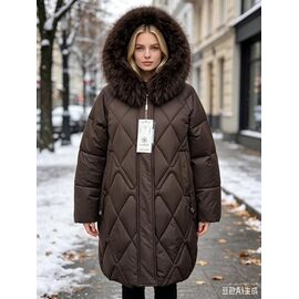 Фотография Куртка женская зимняя 7231 brown р.3XL-7XL "Jacket" недорого оптом от прямого поставщика