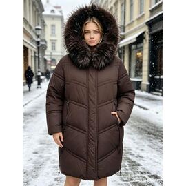 Фотография Куртка женская зимняя 7233 brown р.3XL-7XL "Jacket" недорого оптом от прямого поставщика