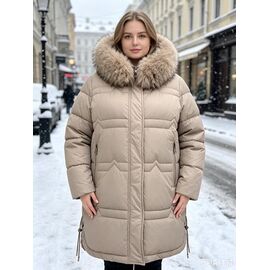 Фотография Куртка женская зимняя 7256 beige р.3XL-7XL "Jacket" недорого оптом от прямого поставщика